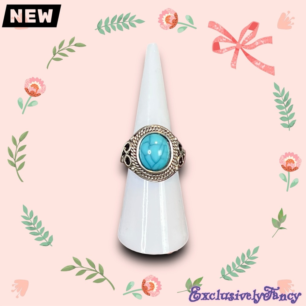 Exclusively Fancy Turquoise Statement Ring – New, Size 5.5